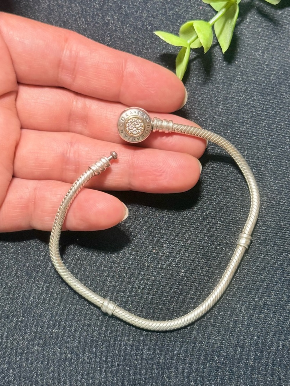 Pandora Two-Tone Pave Cz Signature Clasp Bracelet - Picture 4 of 5